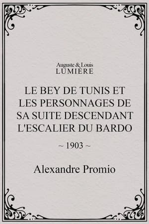 Le Bey de Tunis et les personnages de sa suite descendant l'escalier du Bardo